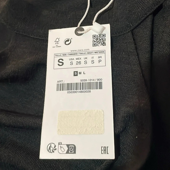 Zara knit midi dress Front cutouts Long sleeved Black Size S NWT Stretchy Sleek - Picture 10 of 12